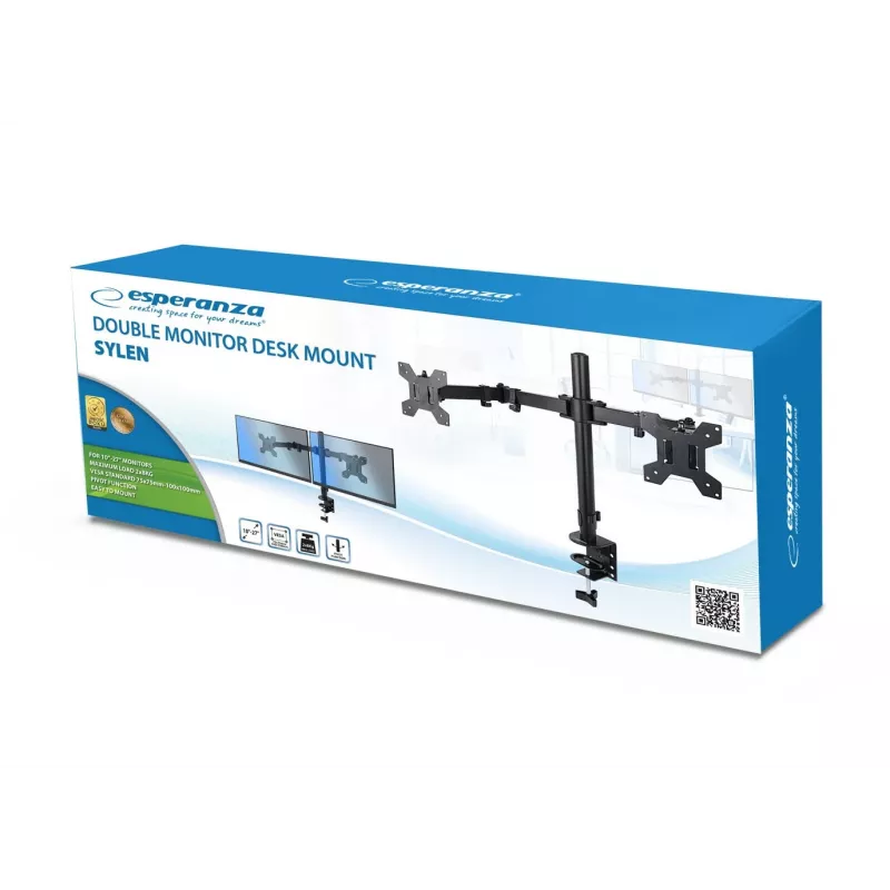 Esperanza ERW018 tafelsteun voor twee monitors 10-27'' tot 8 kg