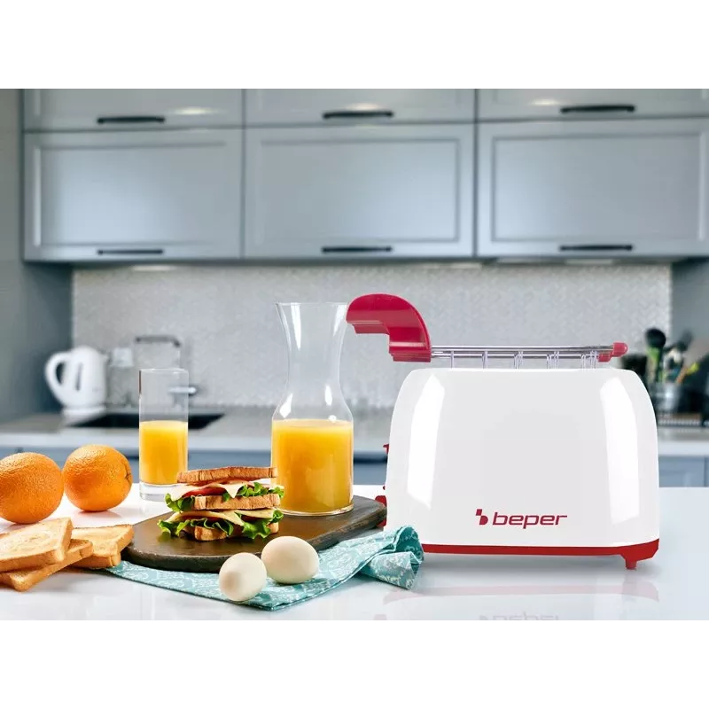 Broodrooster Beper P101TOS100 2-sneetjes compact design, RVS-behuizing, instelbare bruiningsgraad