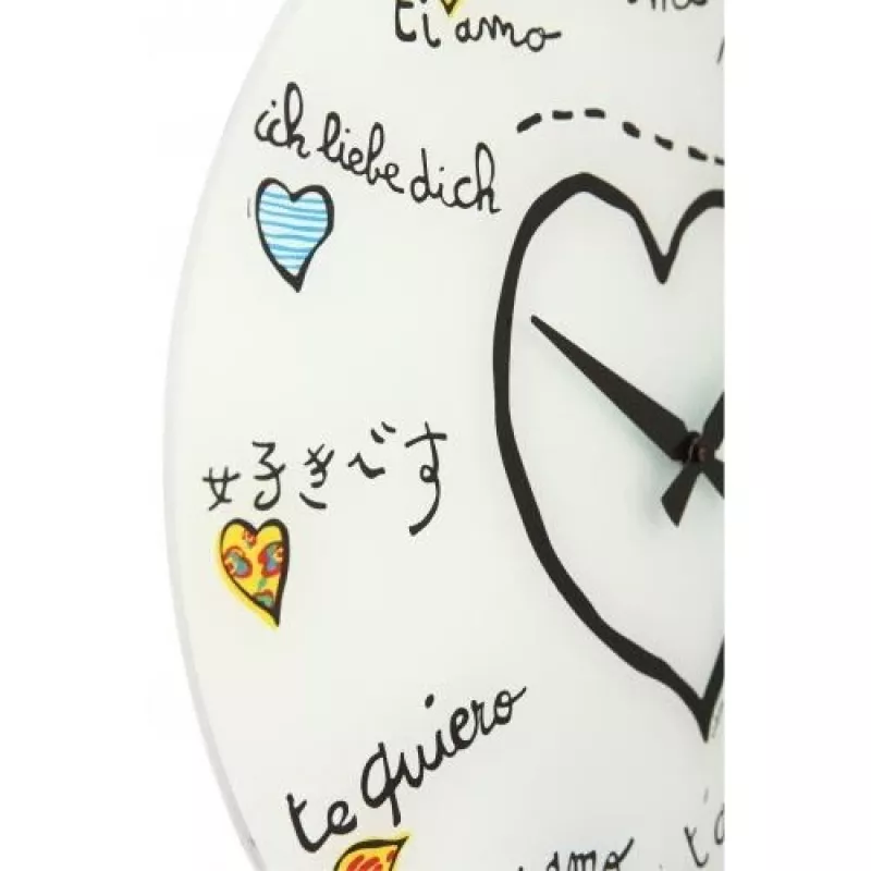 NeXtime klok 8030 Loving You, Ø43 cm, wand, wit/meerkleurig