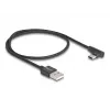 DeLOCK USB 2.0-kabel Type-A stekker naar USB Type-C stekker haaks 0,5 m zwart