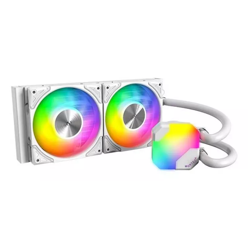 AIO-waterkoeling Montech Hyper Flow ARGB 240 mm wit — 240 mm radiator, ARGB-verlichting, witte uitvoering