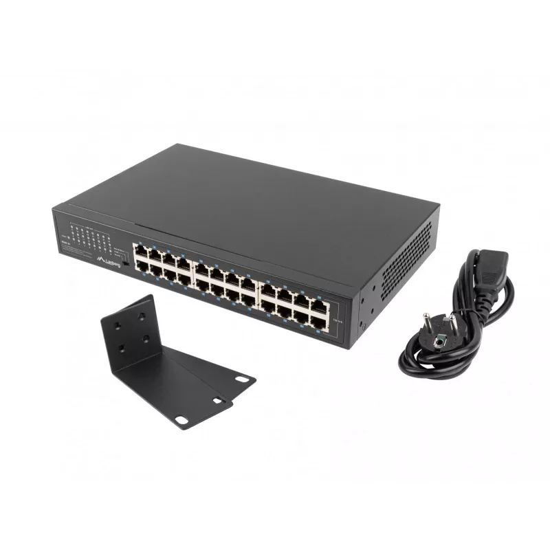 Unmanaged switch LANBERG RSGE-24 — 24× Gigabit Ethernet 1U, rack-monteerbaar, zwart