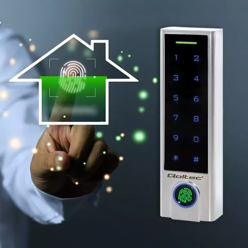 Qoltec 52448 codeslot TITAN met vingerafdruklezer | RFID | BT 4.0 | code | kaart | sleutelhanger | deurbel | IP68 | EM