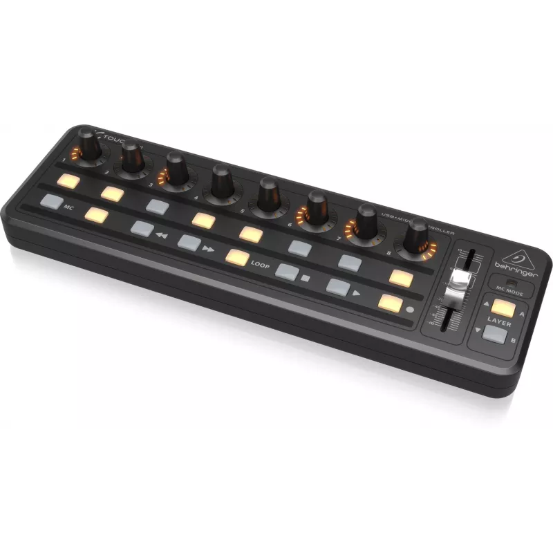 MIDI-toetsenbord USB Behringer X-TOUCH MINI bedieningstype toetsen draaiknoppen schuifregelaars