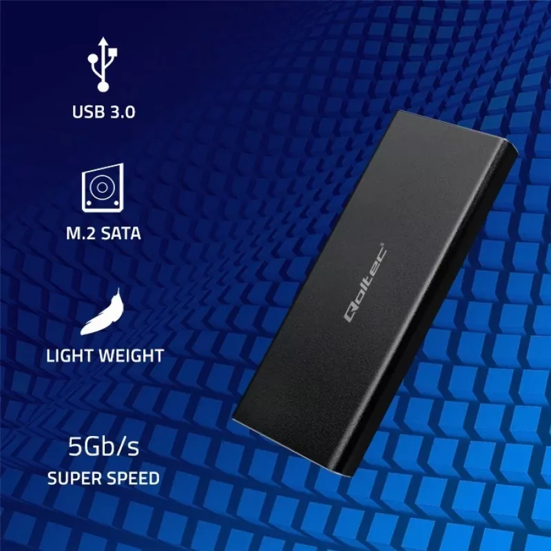 M.2 SATA SSD-behuizing QOLTEC 51854 USB 3.0 gereedschapsloos
