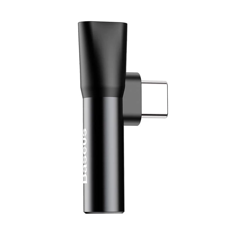 Baseus audio-adapter USB-C naar minijack 3,5 mm + USB-C (zwart)