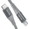 USB 2.0 adapterkabel, USB-C-stekker > Lightning-stekker (zilver/grijs, 1 meter, PD, omhuld)