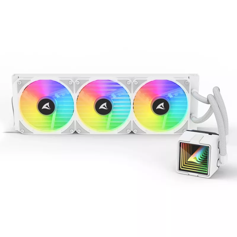 All-in-One CPU-vloeistofkoeler Sharkoon S100 ARGB wit – 360mm-radiator, infinity-mirror-effect