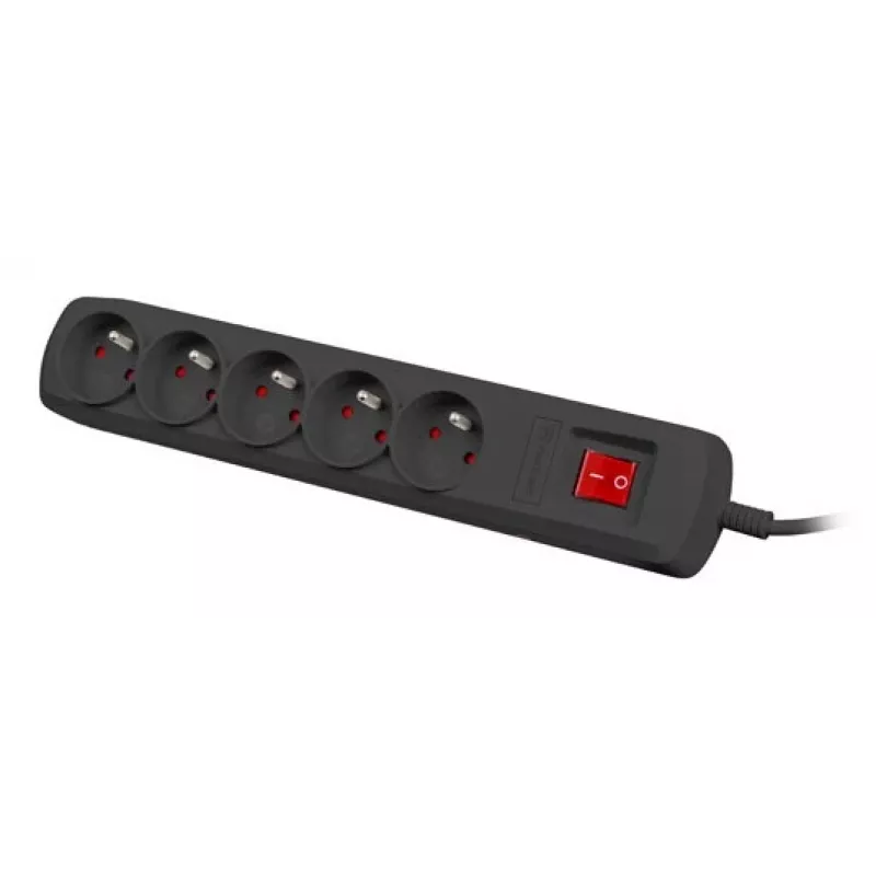 Overspanningsbeveiliging NATEC NSP-1713 zwart 5 AC-stopcontacten 1,5 m