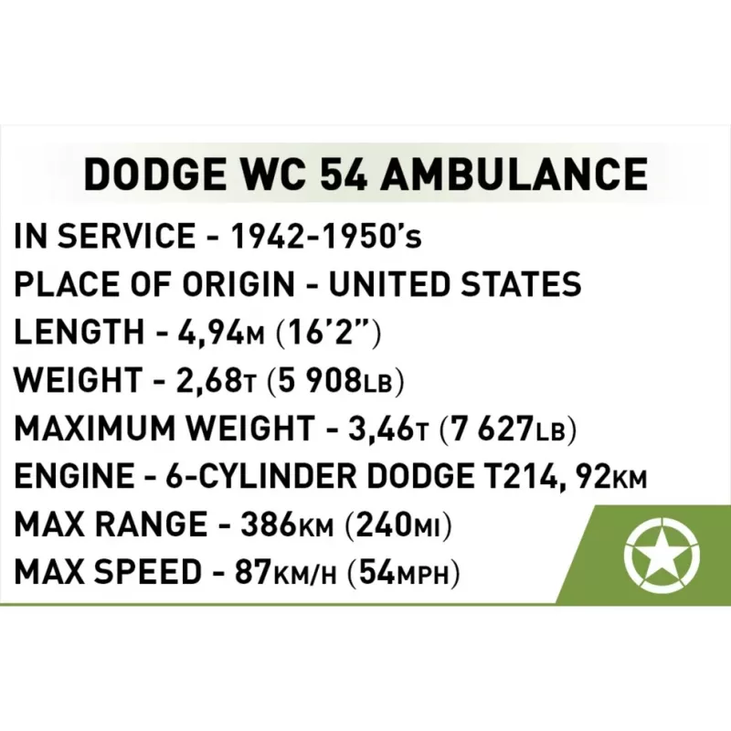 Constructiespeelgoed Cobi Dodge WC-54 ambulance model 2257 1:35 schaal bouwpakket