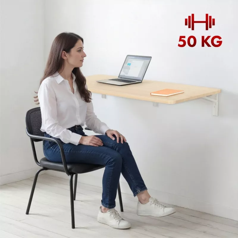 Maclean MC-128WD inklapbare wandplank, 100×40 cm, houtafwerking