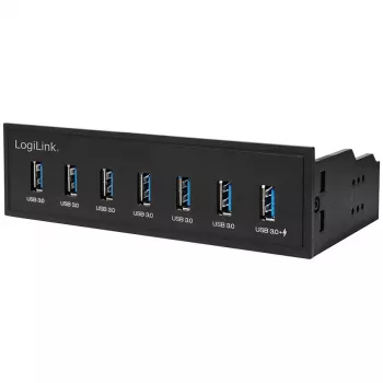 LogiLink USB 3.0 hub, 7-poorts 5,25 inch intern, met snellaadfunctie - hub - 6 x SuperSpeed USB 3.0 + 1 x SuperSpeed USB 3.0 (laden)
