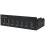 LogiLink USB 3.0 hub, 7-poorts 5,25 inch intern, met snellaadfunctie - hub - 6 x SuperSpeed USB 3.0 + 1 x SuperSpeed USB 3.0 (laden)