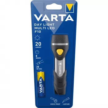 Varta Day Light Multi LED F10 - sleutelhanger knipperlicht - aluminium - zwart - ABS synthetisch - aluminium - rubber - toetsen - CE - LED