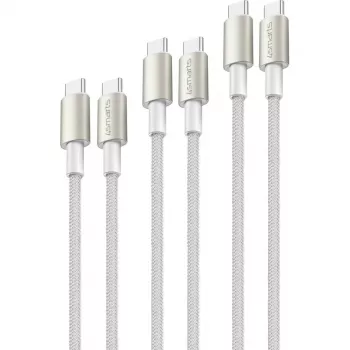 4smarts USB-C-naar-USB-C-kabel PremiumCord 100W 3m wit - 3 m - USB C - USB C - USB 2.0 - 0,48 Gbit/s - wit