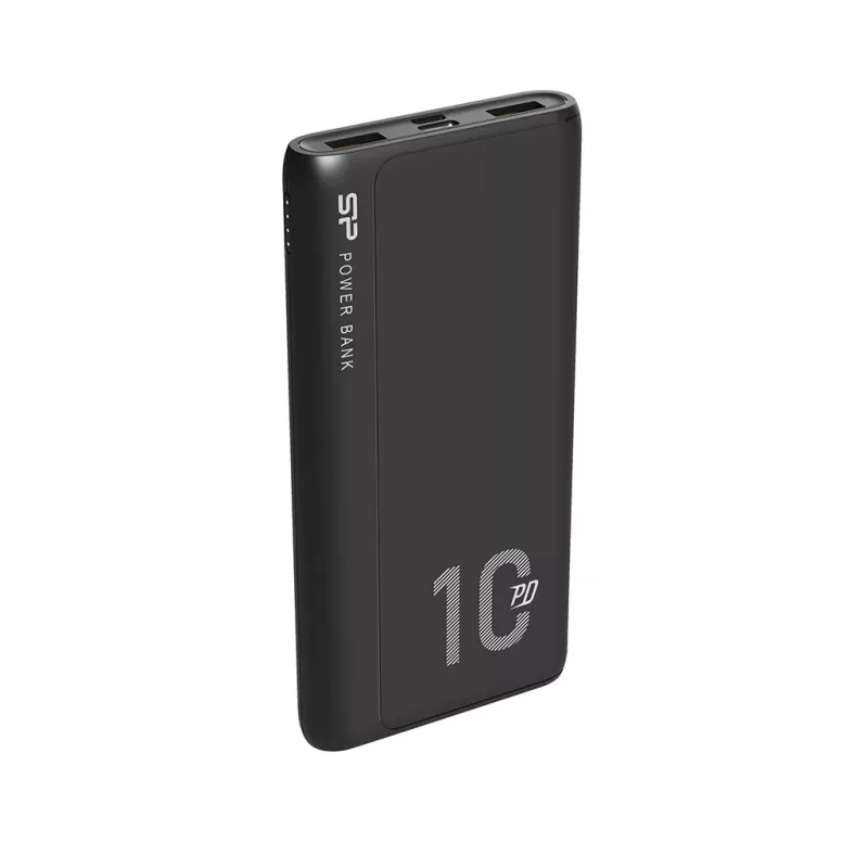 Powerbank Silicon Power QP15 10000 mAh, LiPo, 2x USB-A + 2x USB-C, Micro-USB-ingang, zwart