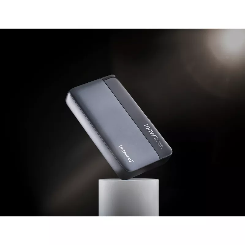 Powerbank INTENSO 7350050 — 20000 mAh, 1× USB-A + 2× USB-C, 100 W totale uitgangsvermogen, zwart/grijs
