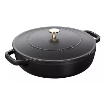 Sauteuse ZWILLING STAUB BRAISERS rond 28 cm, zwart, bodem-Ø 22,2 cm