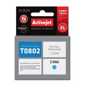 Inktpatroon ActiveJet AE-802N cyaan, compatibel voor Epson, hoge (XL) capaciteit, 13,5 ml