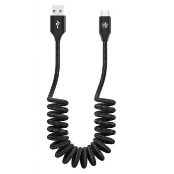 USB-naar-USB-C datakabel Tellur Extendable 3A 1,8 m zwart
