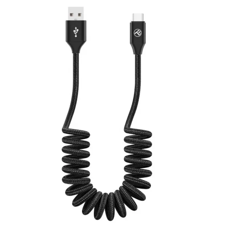 USB-naar-USB-C datakabel Tellur Extendable 3A 1,8 m zwart