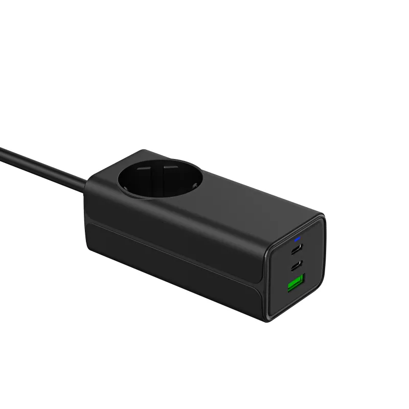 Akyga AK-CH-21 GaN USB-oplader 65 W, 2 x USB-C + USB-A, met stopcontact, 1,5 m, zwart