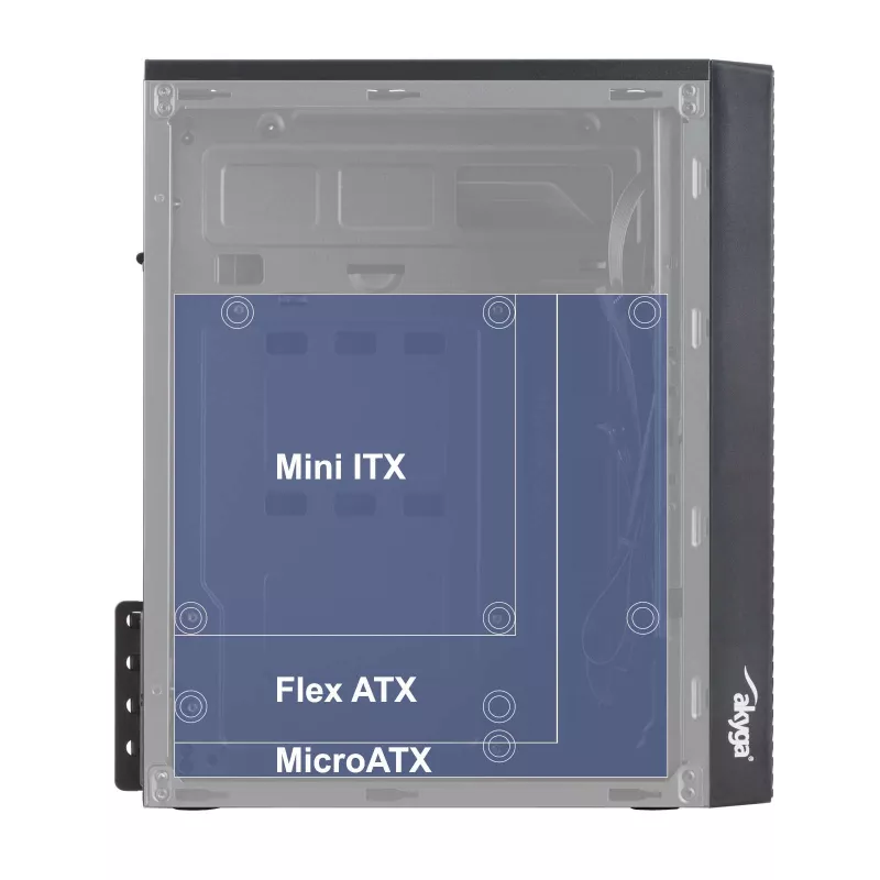 Akyga AK36BK Micro-ATX-pc-behuizing, Micro ATX / Flex ATX / Mini ITX, USB 3.0 + USB 2.0, zonder voeding, zwart