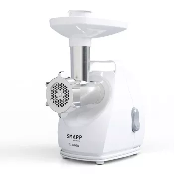Elektrische vleesmolen SMAPP 490.8 — 2200 W, 1 snelheid, 3 gatenplaten (Ø 2,7–8 mm), wit