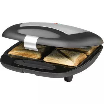 Sandwichmaker Rommelsbacher ST 1410 — 4 sandwiches, 1400 W, antiaanbakplaten, zwart/zilver