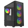 PC-behuizing SAVIO Noctis Flow RGB — Cube, ATX/Mini-ITX, 3x 120 mm frontventilatoren, zijvenster van gehard glas, max. GPU 35 cm