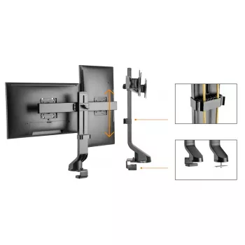 Monitorbevestiging MACLEAN MC-854 voor twee monitoren 17–27 inch VESA 75x75 / 100x100, dubbele-arm tafelbevestiging
