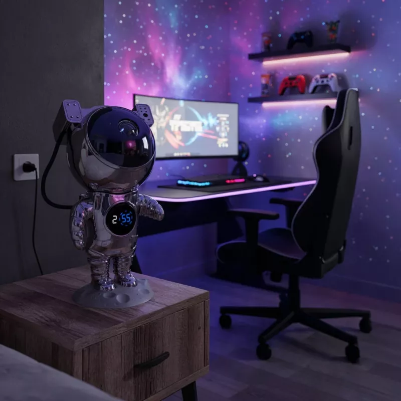 Hawk HW-STAR02 astronaut star projector met klok Ghrome Edition