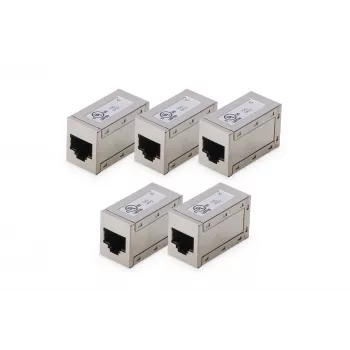 DIGITUS CAT 6 modulaire koppelingen, afgeschermd, 5 stuks, RJ-45, goudcontacten, zilver