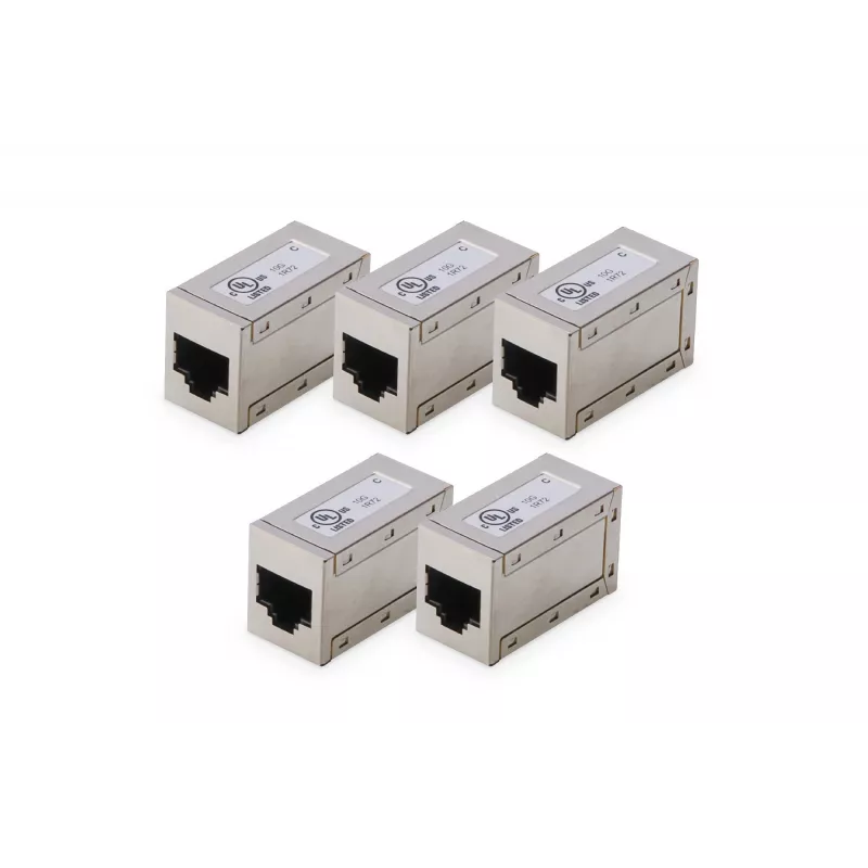 DIGITUS CAT 6 modulaire koppelingen, afgeschermd, 5 stuks, RJ-45, goudcontacten, zilver