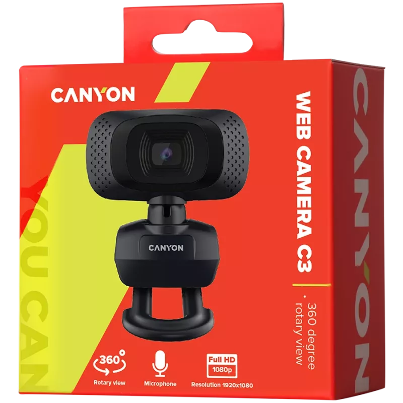 CANYON webcam C3 HD 720p zwart