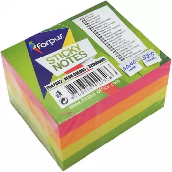 Plaknotities Forpus, neon, 50x40 mm, assorti, kubus (1x320)