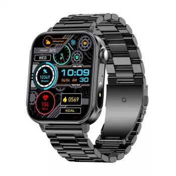 Smartwatch Colmi P80 staal zwart met Bluetooth en hartslagmeter