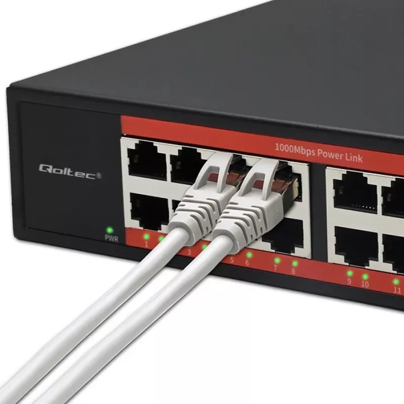 Netwerkswitch QOLTEC 52364 — Gigabit Ethernet PoE 16xRJ45, 2xSFP