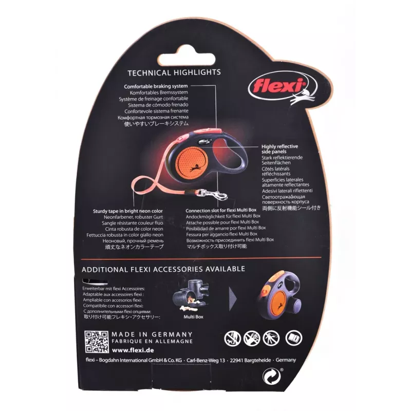 FLEXI nieuw Neon M - automatische hondenriem - 5 m