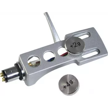Headshell Omnitronic 10605262 — zilveren toonarm-headshell, reserveonderdeel voor platenspelers