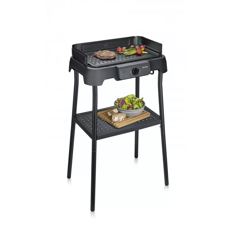 SEVERIN PG 8596 tafel-elektrogrill, 2000 W, rechthoekig rooster, zwart, draaiknop