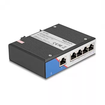Ethernet-switch DELOCK 80162 — 5-poorts Gigabit RJ45 voor DIN-railmontage