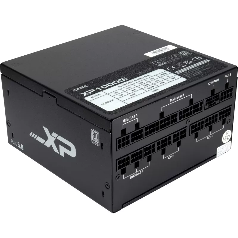 SAMA XPH-1000A, pc-voeding 1x 12-pin high power GPU, 3x PCIe, kabelmanagement, 1000 watt