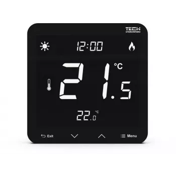 Bedrade tweepunts-ruimtethermostaat ST-297z v3 Tech Controllers — inbouw, zwart