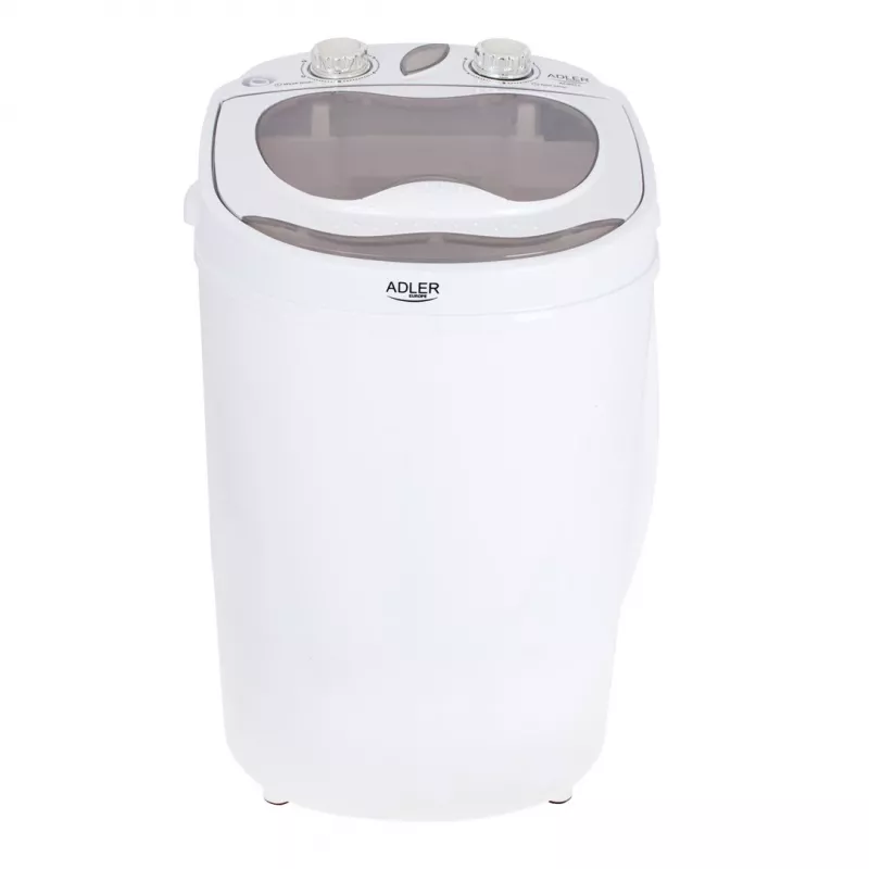 Toplader wasmachine Adler AD 8055, draagbaar, 3 kg inhoud, crème, draaiknop, 150 W
