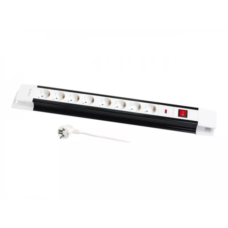 Stroomverlengstuk LogiLink LPS207 3m 8 stopcontacten zwart wit