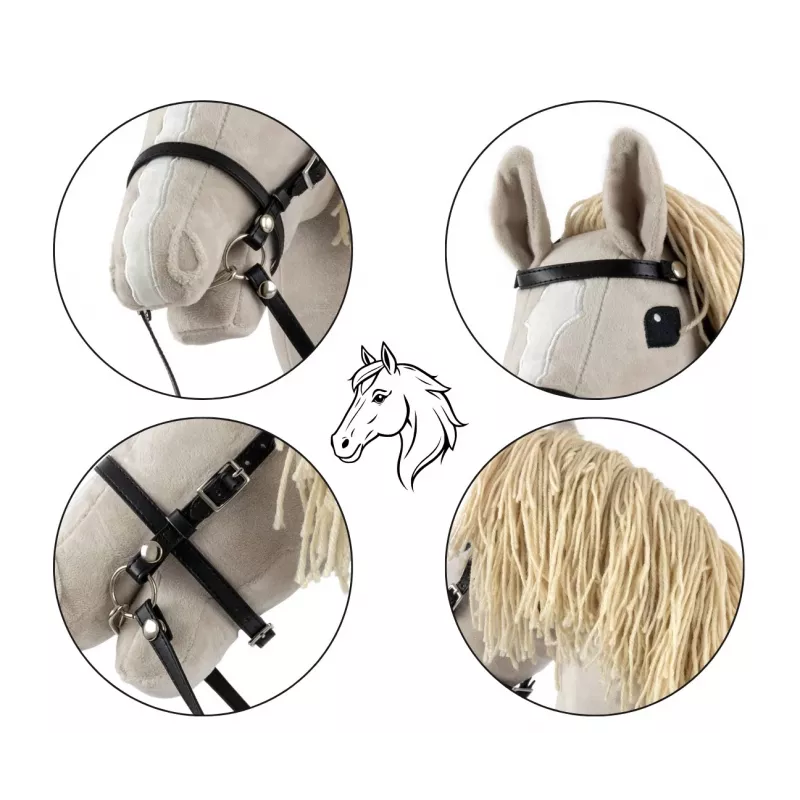 Pluchen hobbypaard Milly Mally 6626 lichtgrijs – Milly Mally knuffel, hobbypaard om op te rijden