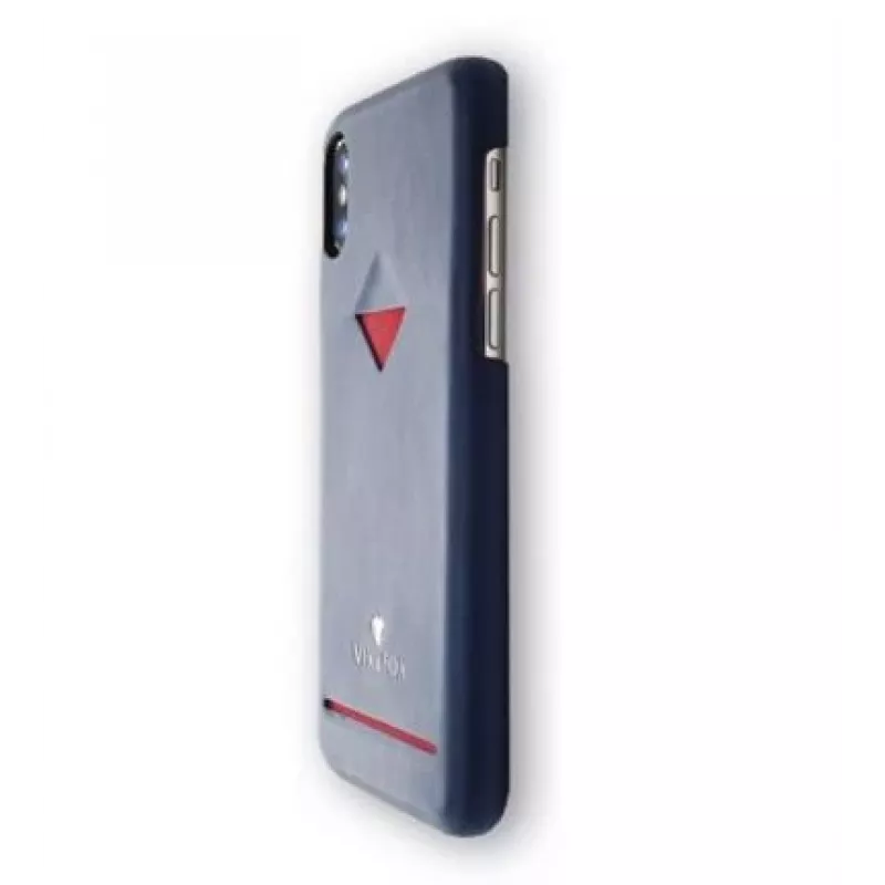 Kaarthouder-achterkant VixFox voor iPhone XSMAX, marineblauw, achterklep met geïntegreerde kaarthouder