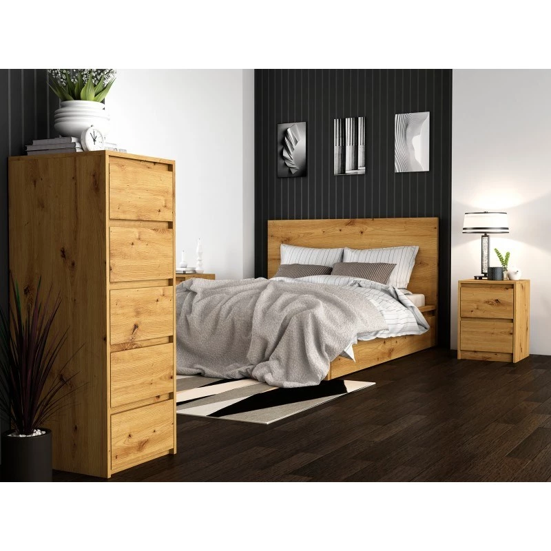 Topeshop K2 ARTISAN nachtkastje/nachtkastje 2 lade(s) eiken