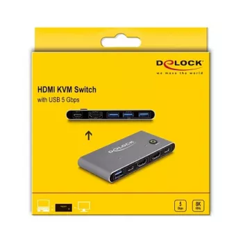 DeLOCK HDMI KVM-switch 8K 60 Hz met USB 5 Gbps